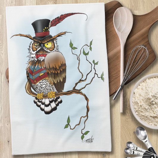 Steampunk Victoriaans Uil Theedoek
