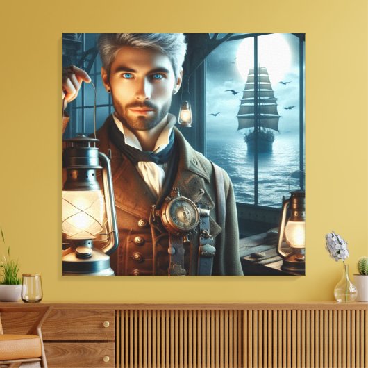 Steampunk  Victoriaans vuurtorenwachter Canvas Afdruk (Insitu (Woonkamer))