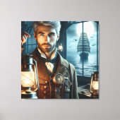 Steampunk  Victoriaans vuurtorenwachter Canvas Afdruk (Voorkant)