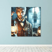 Steampunk  Victoriaans vuurtorenwachter Canvas Afdruk (Insitu (Houten vloer))