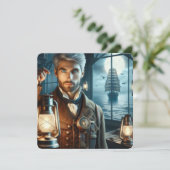 Steampunk Victoriaans vuurtorenwachter Kaart (Staand voorkant)