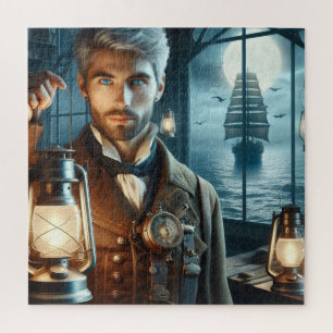 Steampunk Victoriaans vuurtorenwachter Legpuzzel