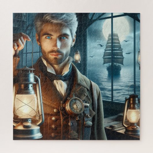 Steampunk  Victoriaans vuurtorenwachter Legpuzzel (Verticaal)