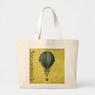 Steampunk Victoriaanse ballon Grote Tote Bag