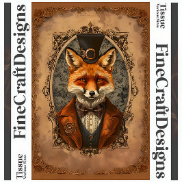Steampunk Victoriaanse Elegante Vos A4L Decoupage Tissuepapier