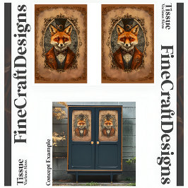 Steampunk Victoriaanse Elegante Vos A4LR Decoupage Tissuepapier