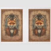 Steampunk Victoriaanse Elegante Vos A4LR Decoupage Tissuepapier (Voorkant)