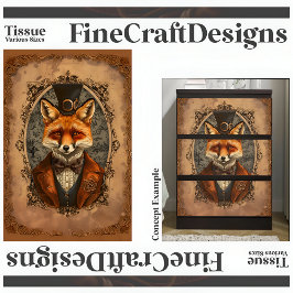 Steampunk Victoriaanse Elegante Vos A4R Decoupage Tissuepapier