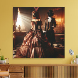 Steampunk Victoriaanse Fantasie Kunst Maskerade  Canvas Afdruk