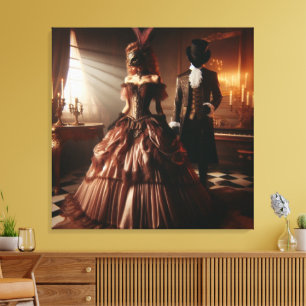 Steampunk Victoriaanse Fantasie Kunst Maskerade Canvas Afdruk