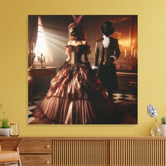 Steampunk Victorian Fantasy Art Masquerade Canvas Afdruk (Insitu (Woonkamer))