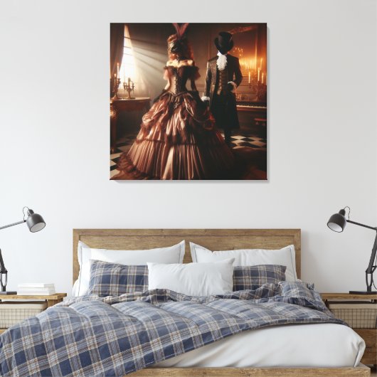 Steampunk Victorian Fantasy Art Masquerade Canvas Afdruk (Insitu (Slaapkamer))