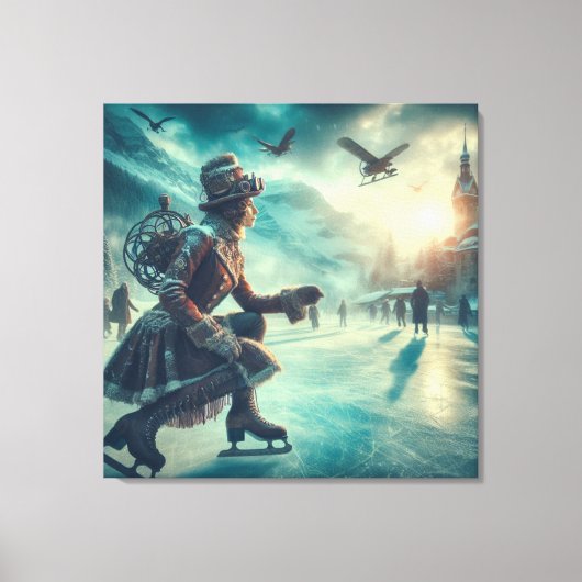 Steampunk Victorian Fantasy Winter Messenger Canvas Afdruk (Voorkant)