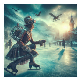 Steampunk Victorian Fantasy Winter Messenger Foto Afdruk