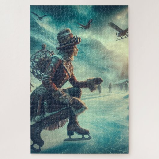 Steampunk Victorian Fantasy Winter Messenger Legpuzzel (Verticaal)