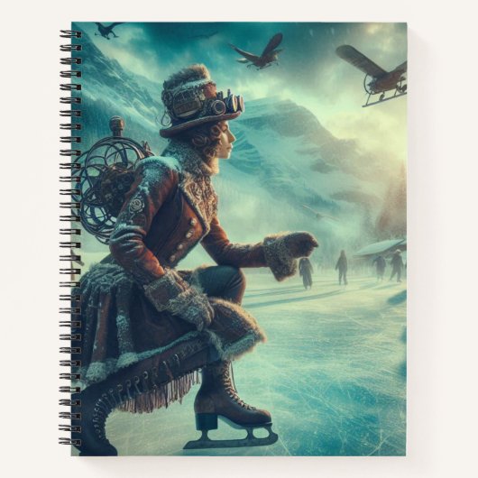 Steampunk Victorian Fantasy Winter Messenger Notitieboek (Voorkant)
