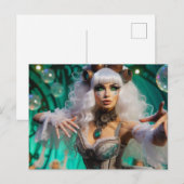 Steampunk Victorian Futuristic Green Dancer Briefkaart (Voorkant / Achterkant)