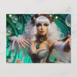 Steampunk Victorian Futuristic Green Dancer Briefkaart