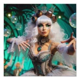 Steampunk Victorian Futuristic Green Dancer Foto Afdruk
