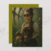 Steampunk Victorian Gardener Art Briefkaart (Voorkant / Achterkant)