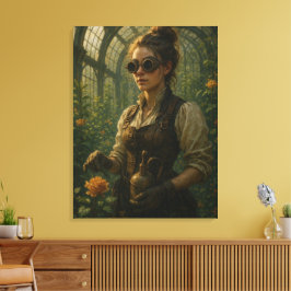 Steampunk Victorian Gardener Art Canvas Afdruk