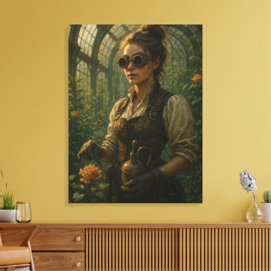 Steampunk Victorian Gardener Art Canvas Afdruk (Insitu (Woonkamer))