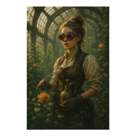 Steampunk Victorian Gardener Art Foto Afdruk