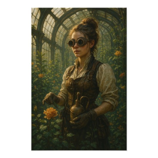 Steampunk Victorian Gardener Art Foto Afdruk (Voorkant)