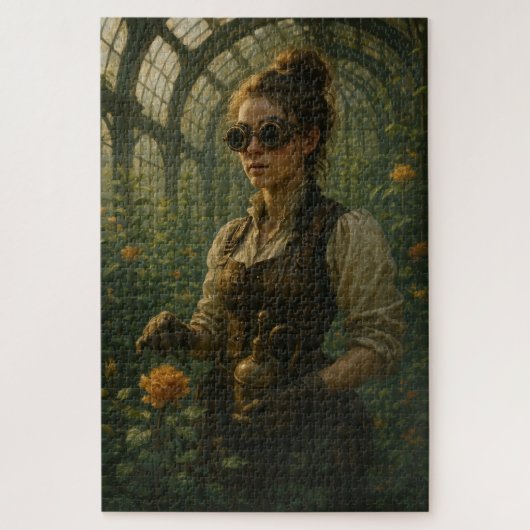 Steampunk Victorian Gardener Art Legpuzzel (Verticaal)