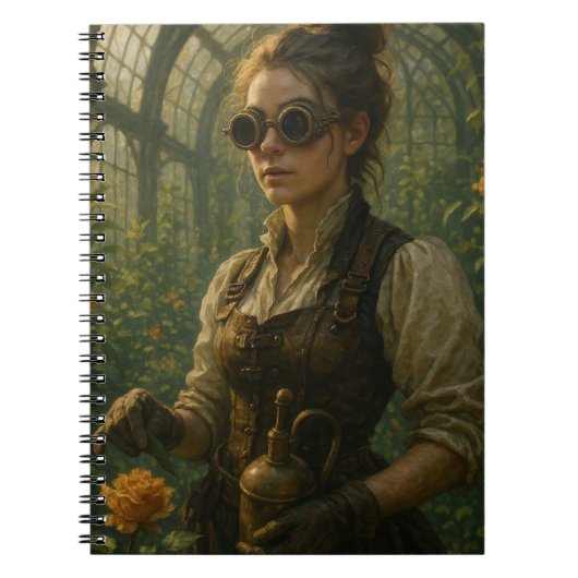 Steampunk Victorian Gardener Art Notitieboek (Voorkant)