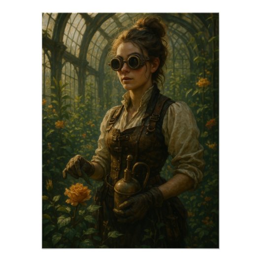 Steampunk Victorian Gardener Art Perfect Poster (Voorkant)