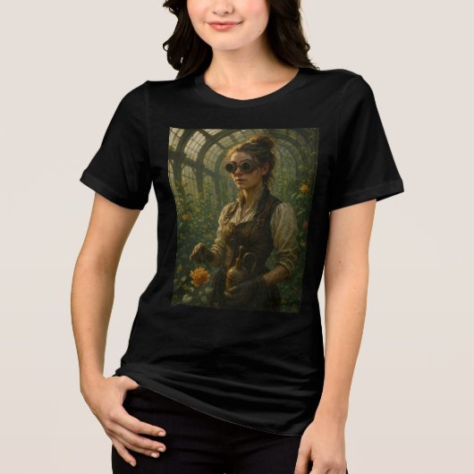 Steampunk Victorian Gardener Art Tri-Blend Shirt (Voorkant)