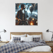 Steampunk Victorian Space Air Captain Canvas Afdruk (Insitu (Slaapkamer))
