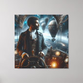Steampunk Victorian Space Air Captain Canvas Afdruk (Voorkant)