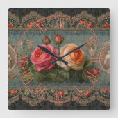 Steampunk Victorian Wall Clock Vierkante Klok (Voorkant)