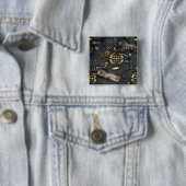 Steampunk Vierkante Button 5,1 Cm (In situ)