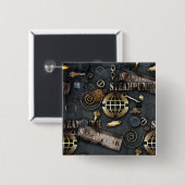 Steampunk Vierkante Button 5,1 Cm (Voorkant /achterkant)
