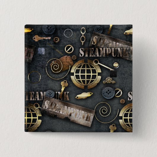 Steampunk Vierkante Button 5,1 Cm (Voorkant)