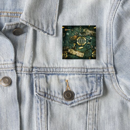 Steampunk Vierkante Button 5,1 Cm (In situ)