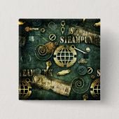 Steampunk Vierkante Button 5,1 Cm (Voorkant)