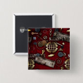 Steampunk Vierkante Button 5,1 Cm (Voorkant /achterkant)