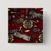 Steampunk Vierkante Button 5,1 Cm (Voorkant)