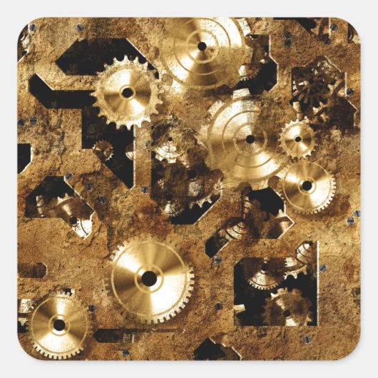 Steampunk Vierkante Sticker (Voorkant)