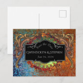 Steampunk Vintage Bruiloft "Bewaar de datum"  Briefkaart (Voorkant / Achterkant)