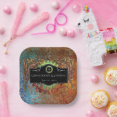 Steampunk Vintage bruiloft gepersonaliseerd Papieren Bordje (Feest)