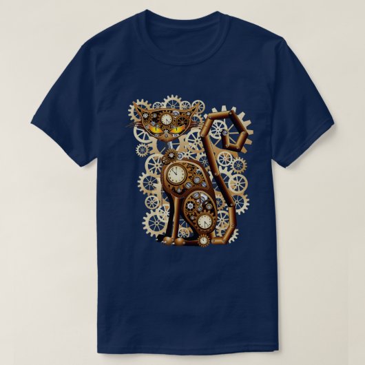 Steampunk Vintage Clockwork Cat  T-shirt (Design voorkant)