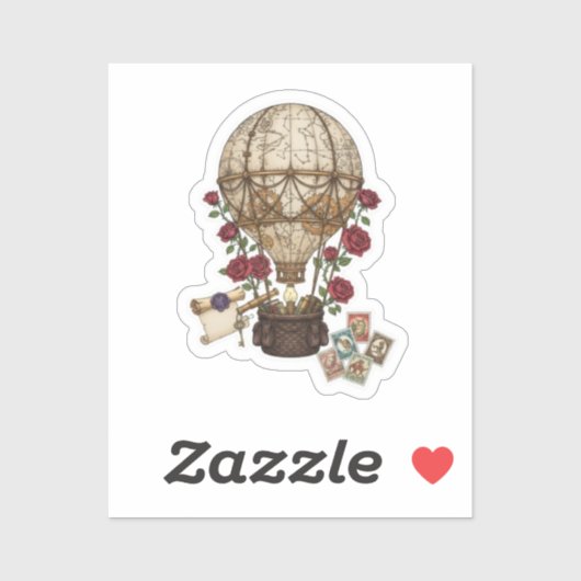 Steampunk Vintage Hot Air Balloon Adventure design Sticker (Vel)