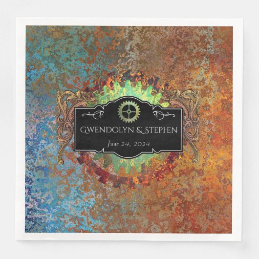 Steampunk Vintage Huwelijk Persoonlijk  Servet (Voorkant)