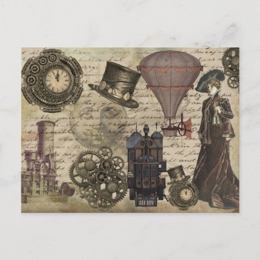 Steampunk Vintage Industrial Victorian Dystopian Briefkaart (Voorkant)