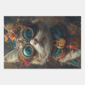 Steampunk Vintage Katten Decoupage Set Inpakpapier Vel (Voorkant)